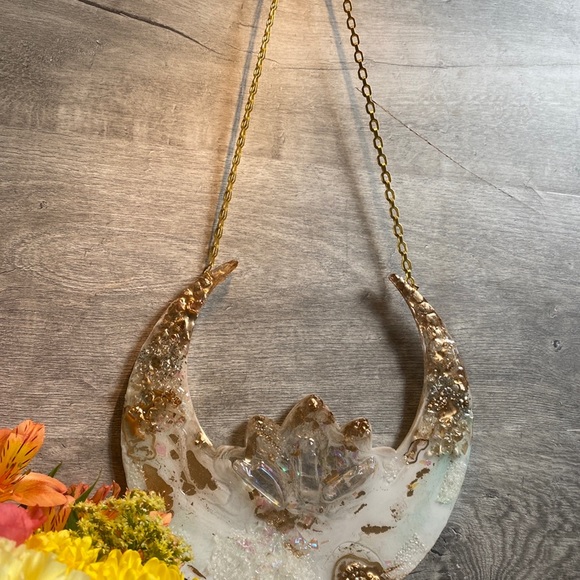 Crescent Shaped Quarts Crystal infused Wall Decor - Picture 8 of 9